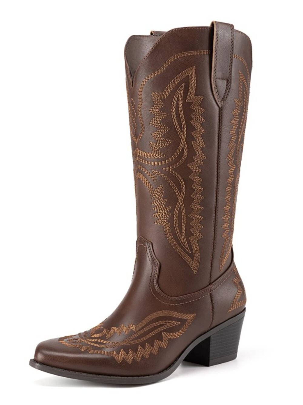 Women's Square Toe Embroidery Western Mid Calf Cowboy Boots